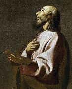 Francisco de Zurbaran Detail from Saint Luke as a Painter before Christ on the Cross. Widely believed to be a self-portrait oil painting artist